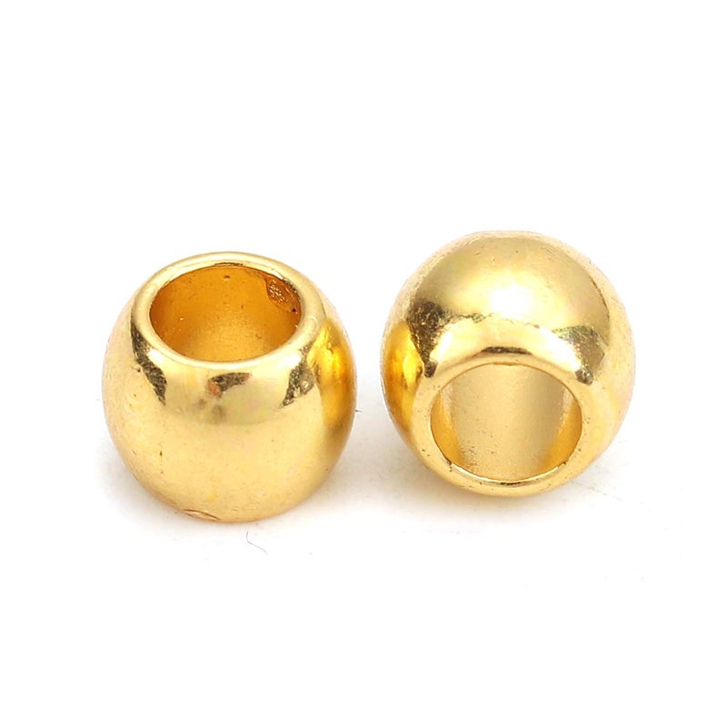 Craft Making Shop 200 Metal Spacer Barrel Beads in Gold 7mm Diameter with 4mm Large Hole - Image 3